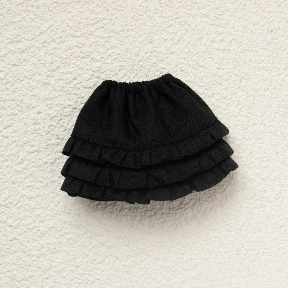 Blythe Doll Clothes Plaid Pleated Skirt & Off-Shoulder Top Tulle Dress Set — Ruffle Skirt for Licca, Azone, OB22, YMY Doll Accessories