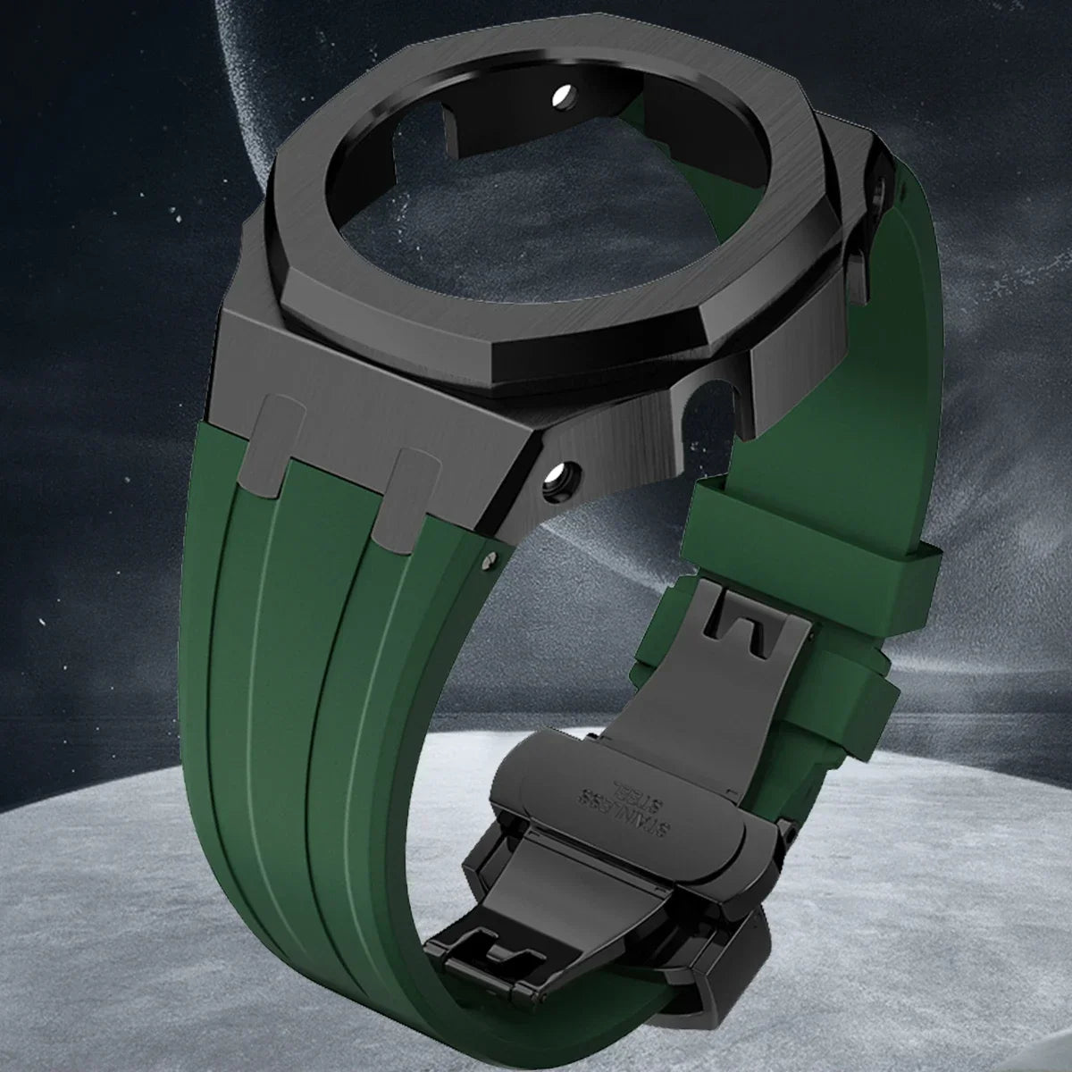 Gen4 Mod Kit for Casioak GA2100/2110 – Metal Bezel, Rubber Watch Case & Stainless Steel Strap