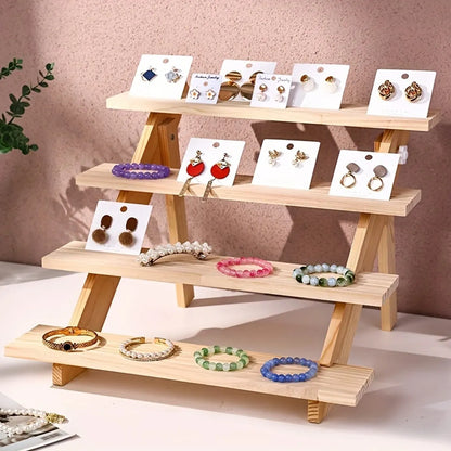 Wooden Display Rack – Ear Stud, Earrings, Perfume & Jewelry Organizer for Desktop