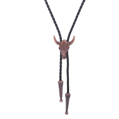 Golden Adjustable Cowboy Bolo Tie – Western Bull Head Pendant Necklace & Men’s Garment Accessory