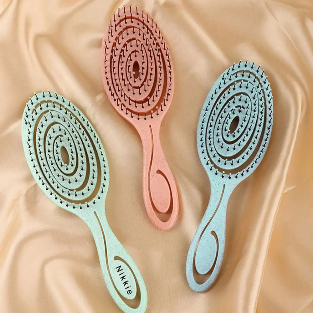 New Elastic Massage Comb - Wet and Dry Hairdressing Hair Brush with Soft Pins, Hollow Out Design, Anti-static - Salon Styling Tool for Stylish Hair