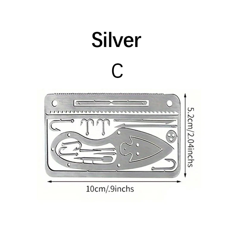 1/4PCS PSKOOK Survival Fishing Hook Card - Stainless Steel Multifunction Tool Card for Camping, Fishing & Outdoor Adventures