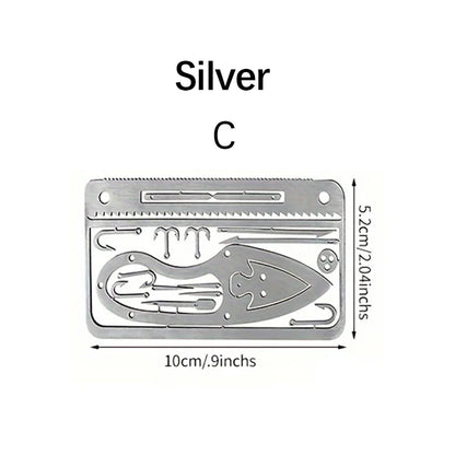 1/4PCS PSKOOK Survival Fishing Hook Card - Stainless Steel Multifunction Tool Card for Camping, Fishing & Outdoor Adventures