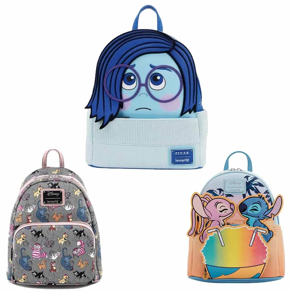 Disney Inside Out Sadness Mini Backpack – PU Leather Cartoon Rucksack for Girls, Cute Cosplay Storage Bag