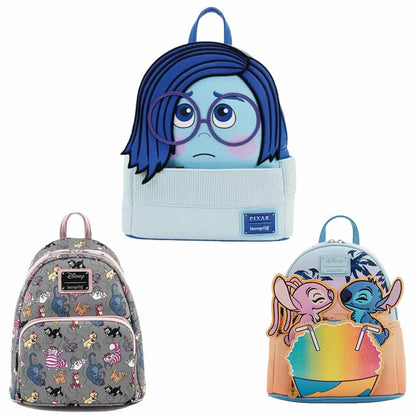 Disney Inside Out Sadness Mini Backpack – PU Leather Cartoon Rucksack for Girls, Cute Cosplay Storage Bag