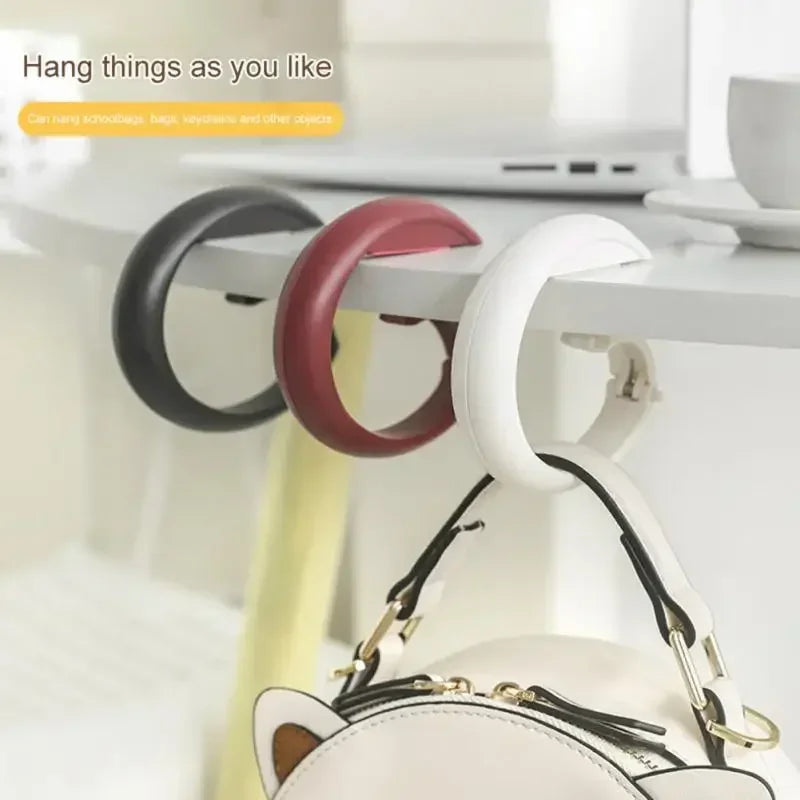 Portable Bag Hook Hanger - Foldable Table Hook for Office Decor, Plastic Desk Side Hook for Handbag, Travel Bag Organizer Hooks Holder
