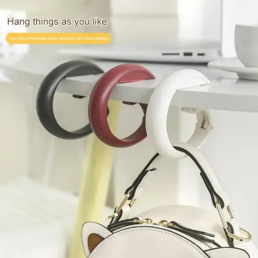 Portable Bag Hook Hanger - Foldable Table Hook for Office Decor, Plastic Desk Side Hook for Handbag, Travel Bag Organizer Hooks Holder
