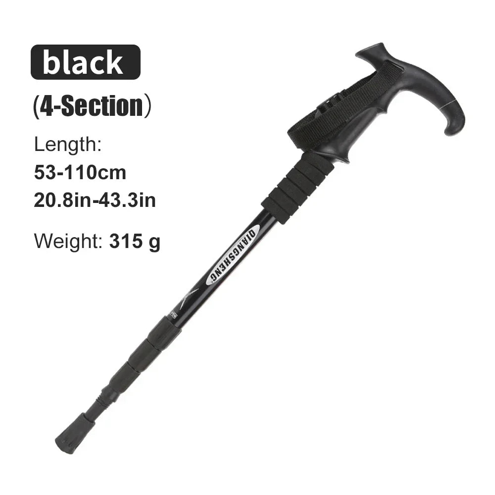 Outdoor Folding Trekking Pole – 4-Section Lightweight Telescopic Walking Stick for Hiking, Camping & Climbing