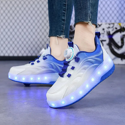 Kids' LED Roller Skate Shoes - Two-Wheel Glowing Sneakers for Boys & Girls