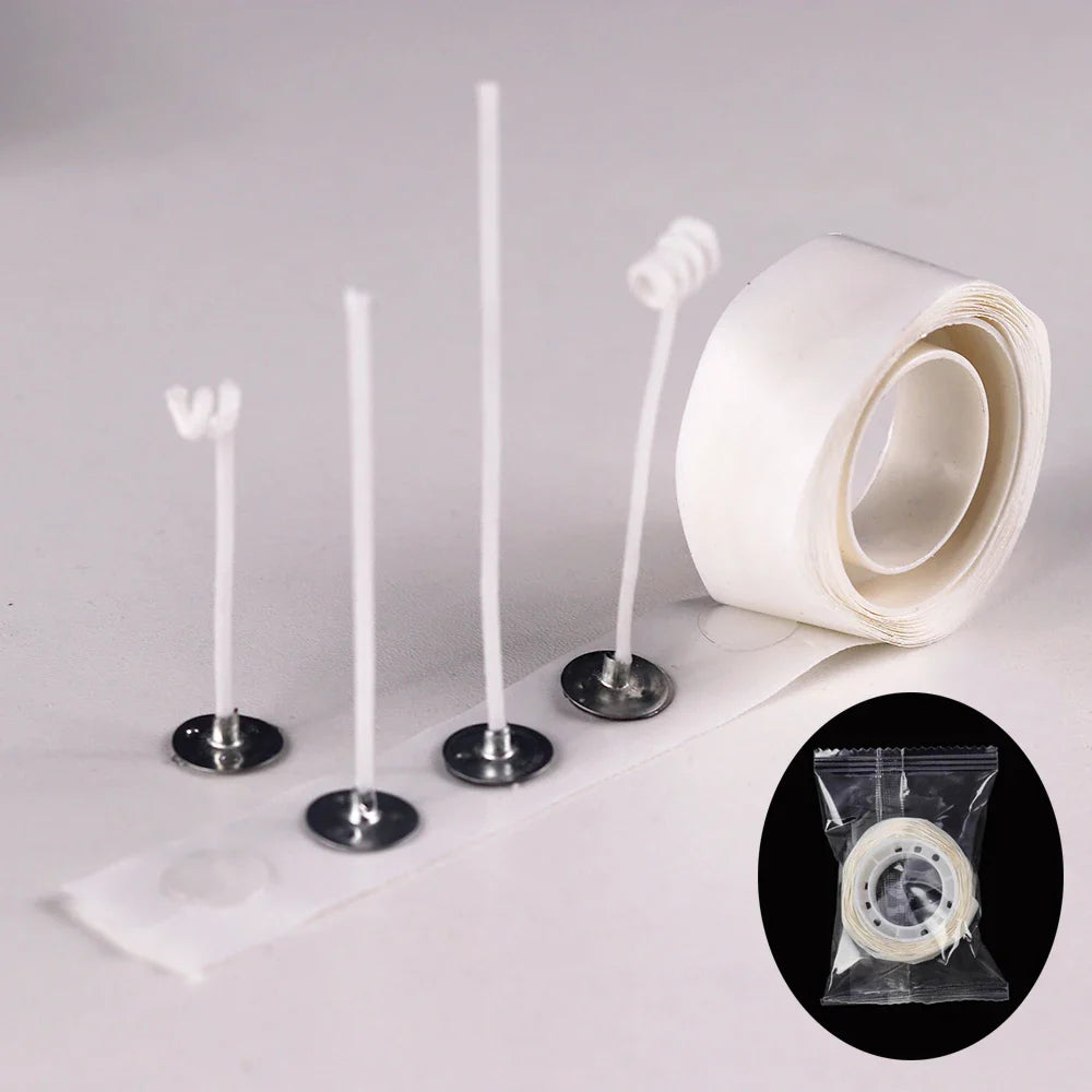 Smokeless Candle Wicks – Pre-Waxed Cotton Core with Metal Sustainer Tabs, 2.6-20cm for DIY Handmade Candle Making