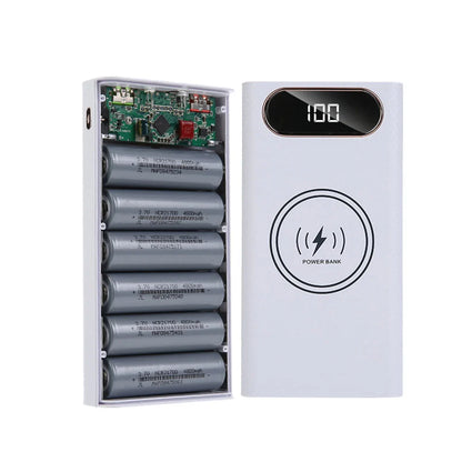 6x21700 Battery Charger Box – DIY Power Bank Holder with Dual USB & LED Light