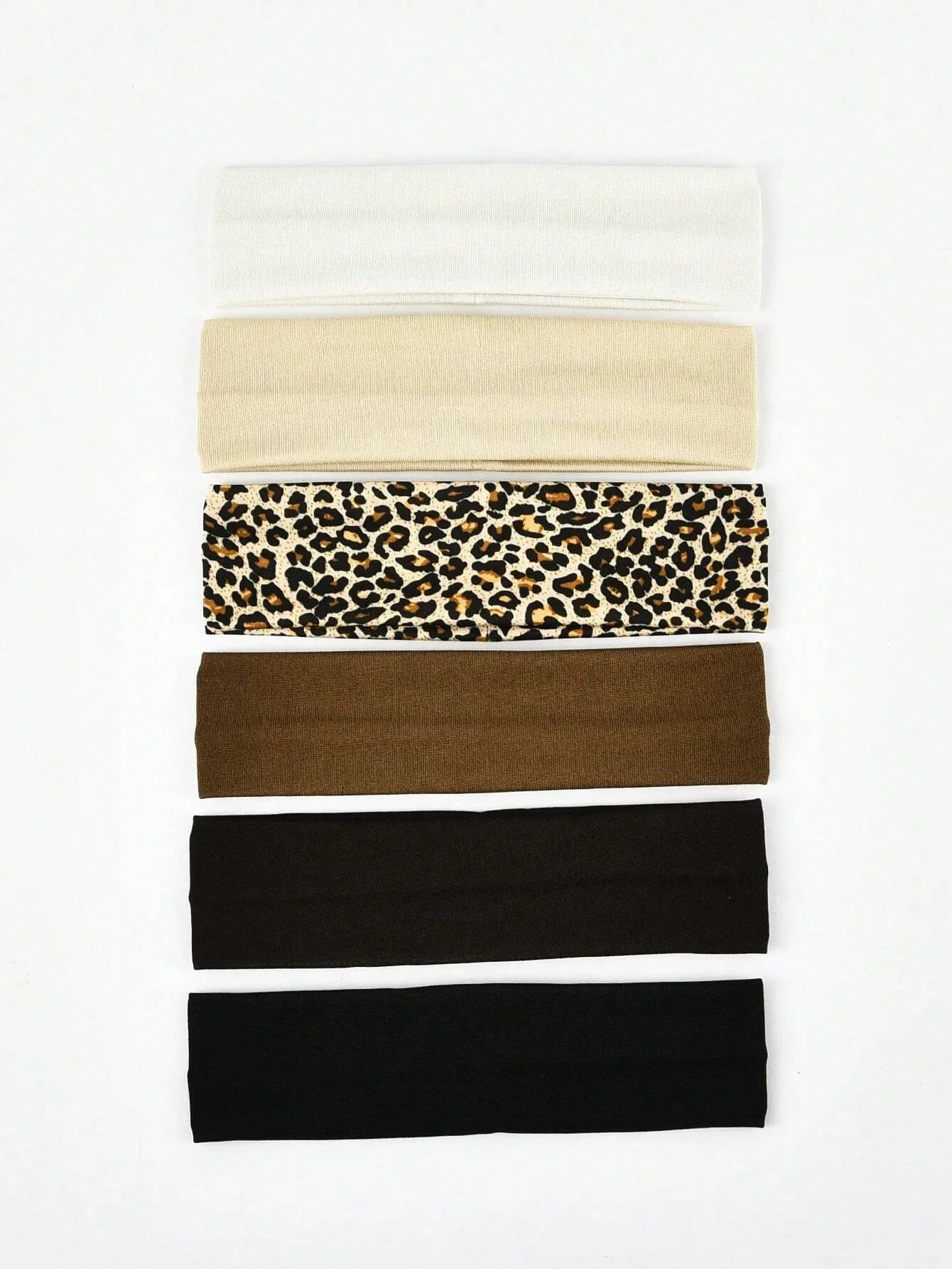 6pcs Unisex Solid Color & Leopard Print Sweat-Absorbing Headbands - Cycling, Running, Sports, Yoga & Leisure