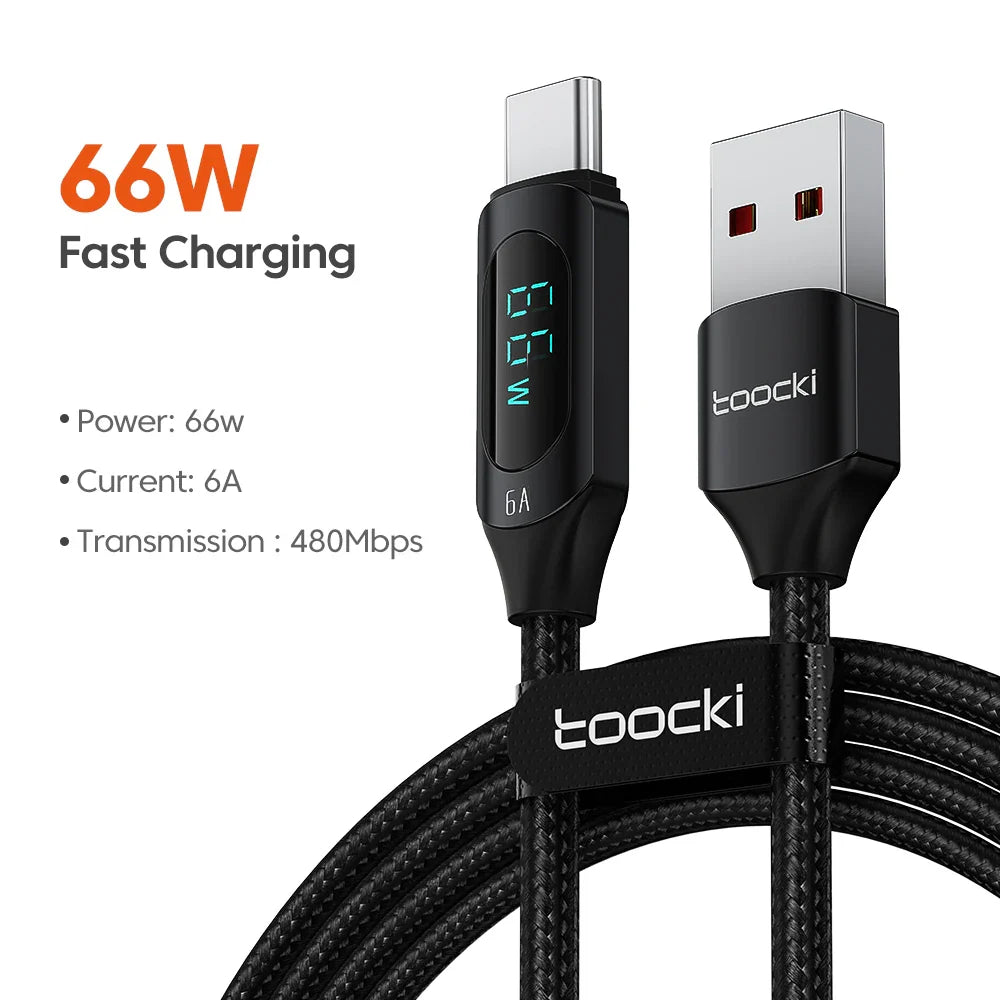 Toocki Type-C to Type-C Cable – 100W PD Fast Charging & Display Cable for Xiaomi POCO F3, Realme, MacBook, iPad