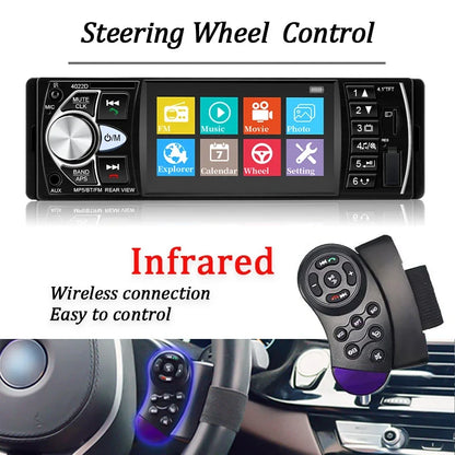 HIPPCRON 1DIN Car Stereo Radio 4.1 Inch MP5 Player - Bluetooth 5.0 FM USB Multimedia Player with Rear View & Steering Wheel Control