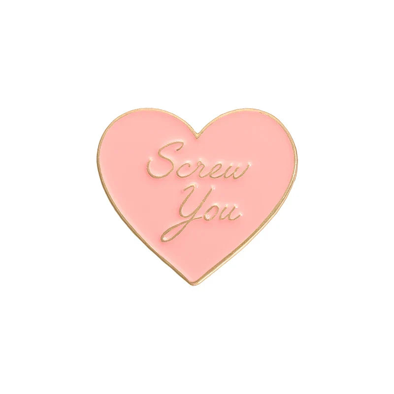 Pink Heart Brain Ghost Enamel Brooch – Gothic Retro Radio & TV Badge, Funny Punk Lapel Pin Jewelry Gift