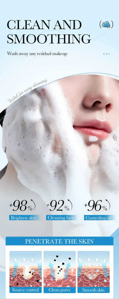 SAODER Q10 & Vitamin C Facial Cleanser — Moisturizing Brightening Face Wash Foam for Gentle Skin Cleansing
