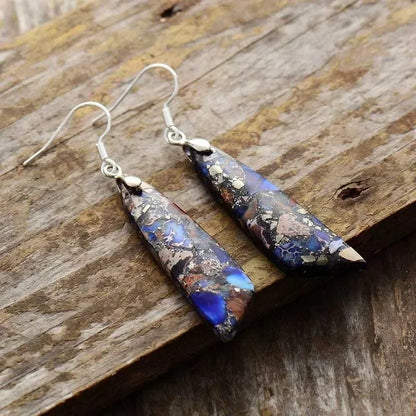 Bohemian Natural Stone Geometric Earrings - Luxury Emperor Stone Pendant Jewelry for Women