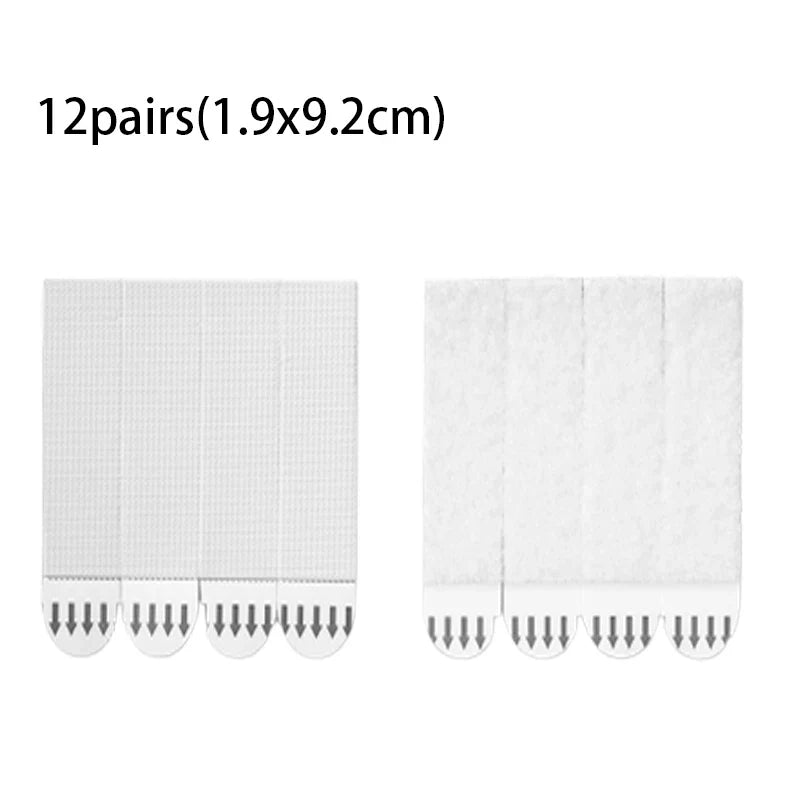 Double-Sided Adhesive Wall Strips — 12/24 Pairs Removable Hooks for Damage-Free Hanging