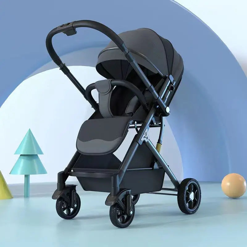 Lightweight Two-Way Baby Stroller — High Landscape, Spine Protection, 4-Wheel Newborn Push Trolley