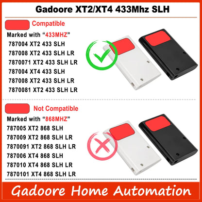 Gadoore XT2 XT4 433MHz SLH LR Garage Door & Gate Remote | Compatible with XT2/XT4 SLH & SLH LR