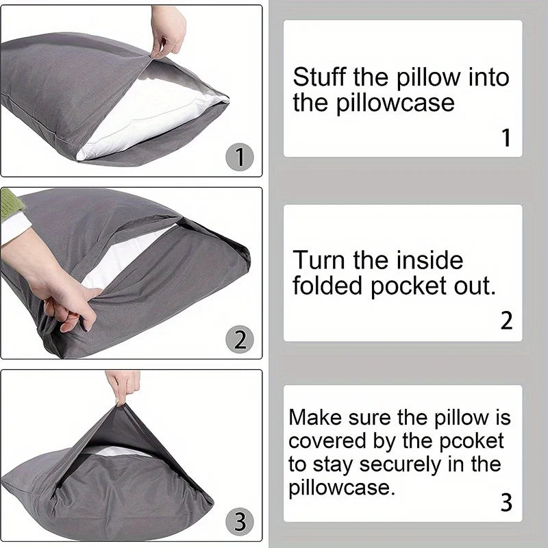 100% Cotton Brushed Color Block Pillowcases - Soft Cozy Wrinkle & Fade Resistant Envelope Closure