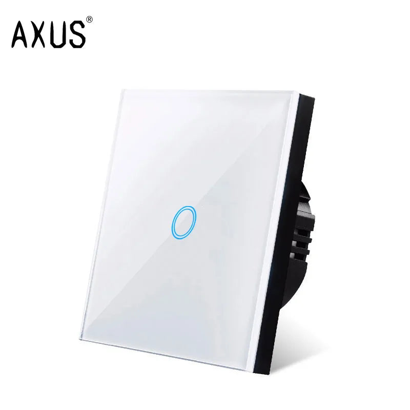 AXUS EU Touch Switch | AC100-240V LED Backlight Panel, Tempered Glass Wall Light Sensor Switch, 1/2/3 Gang