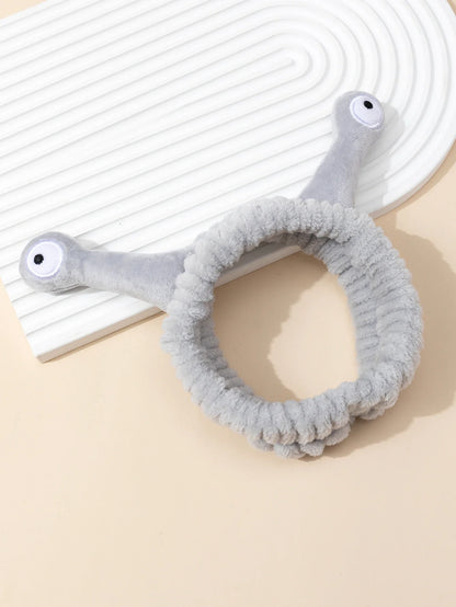 Cute Animal Ears Headband – Soft Coral Fleece with Fluffy Ball, Elastic Hair Band for Makeup & Face Washing
