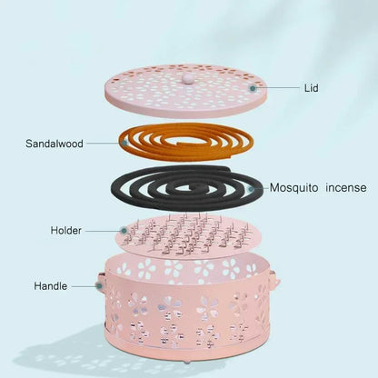 Portable Mosquito Coil Tray Holder – Sandalwood Incense Burner Box for Home Insect Repellent & Anti-Fire Safety