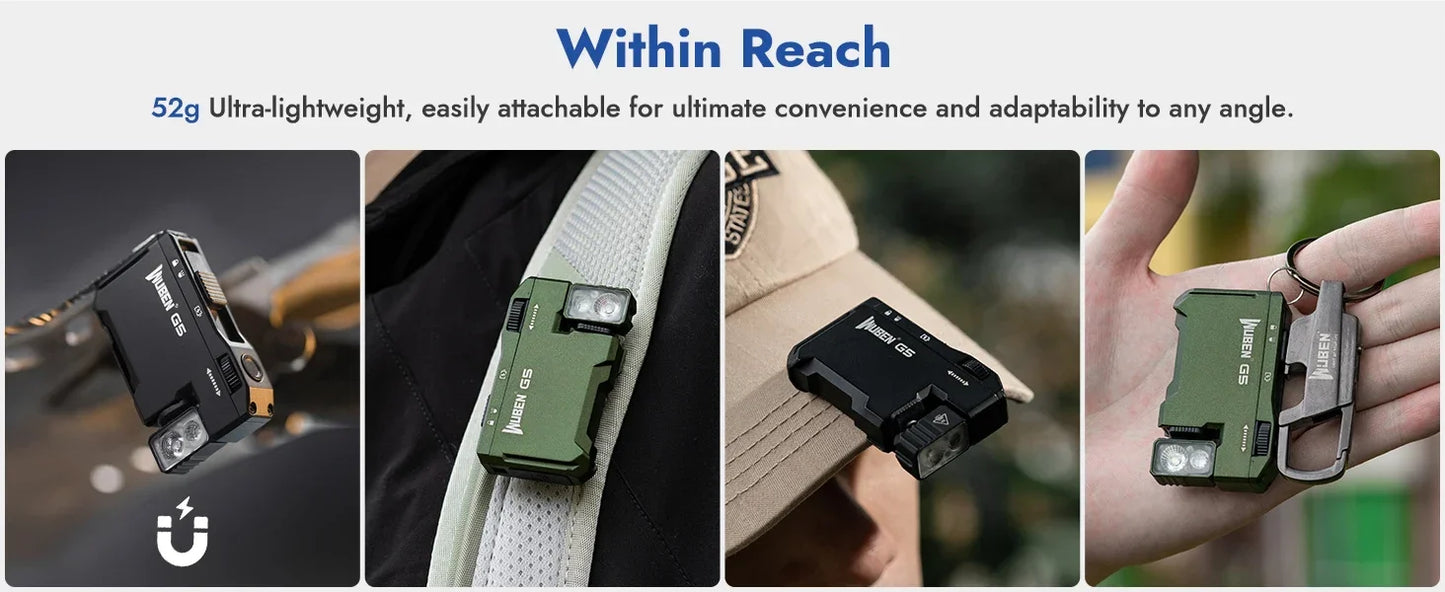 WUBEN G5 EDC Flashlight – 400 Lumens Portable Waterproof Pocket Torch with 180° Rotating Head & Magnetic Tail for Outdoor Use