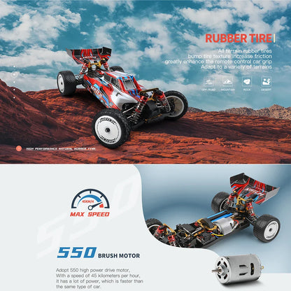 Wltoys 104001 RTR 1/10 4WD RC Car – 2.4G High-Speed Remote Control Drift & Off-Road Climbing Metal Vehicle, 45km/h
