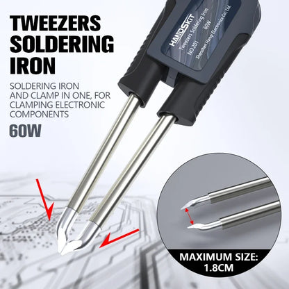 T12 Soldering Station – STM 32 Chip, OLED Display, Adjustable Temp, Auto Sleep, 5pin Soldering Iron & Tweezers Handle