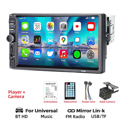 HIPPBQCC 7" 1DIN Car Radio MP5 Multimedia Player – Touchscreen FM ISO Power Aux Input Bluetooth USB Mirror Link Autoradio