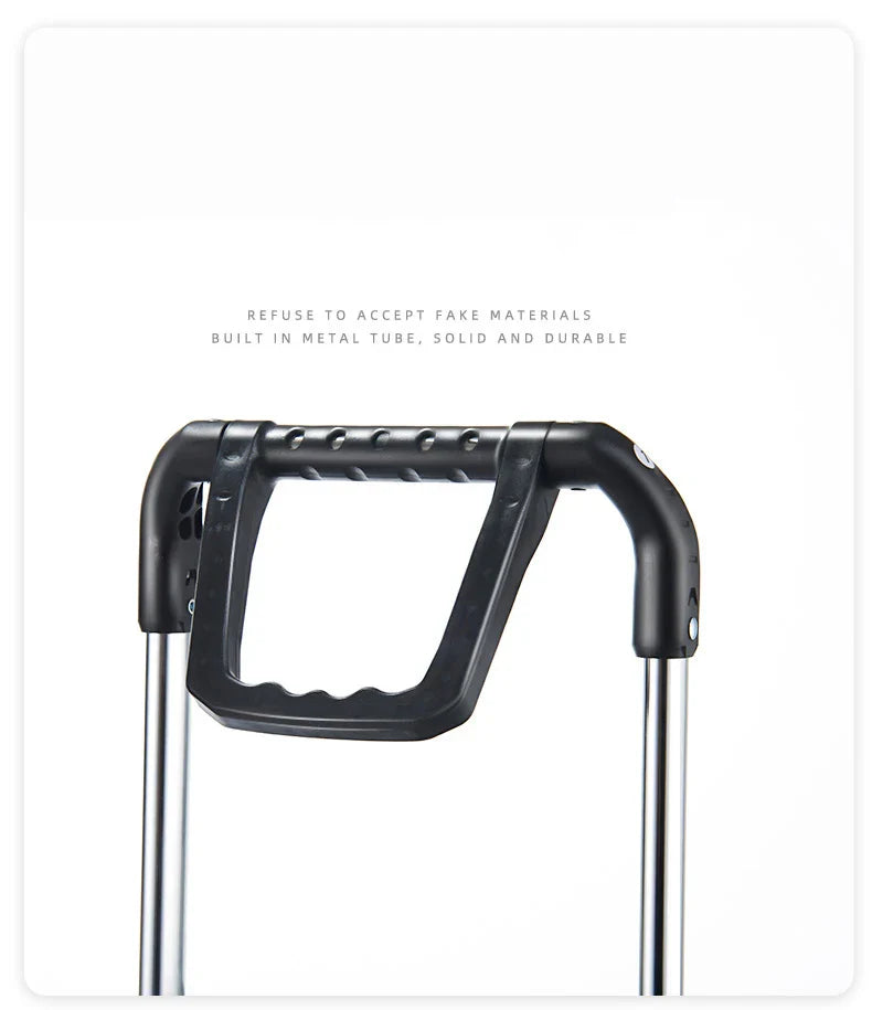 Aluminum Alloy Folding Grocery Cart – Portable Lightweight Shopping Trolley with Step Climbing for Supermarket & Food