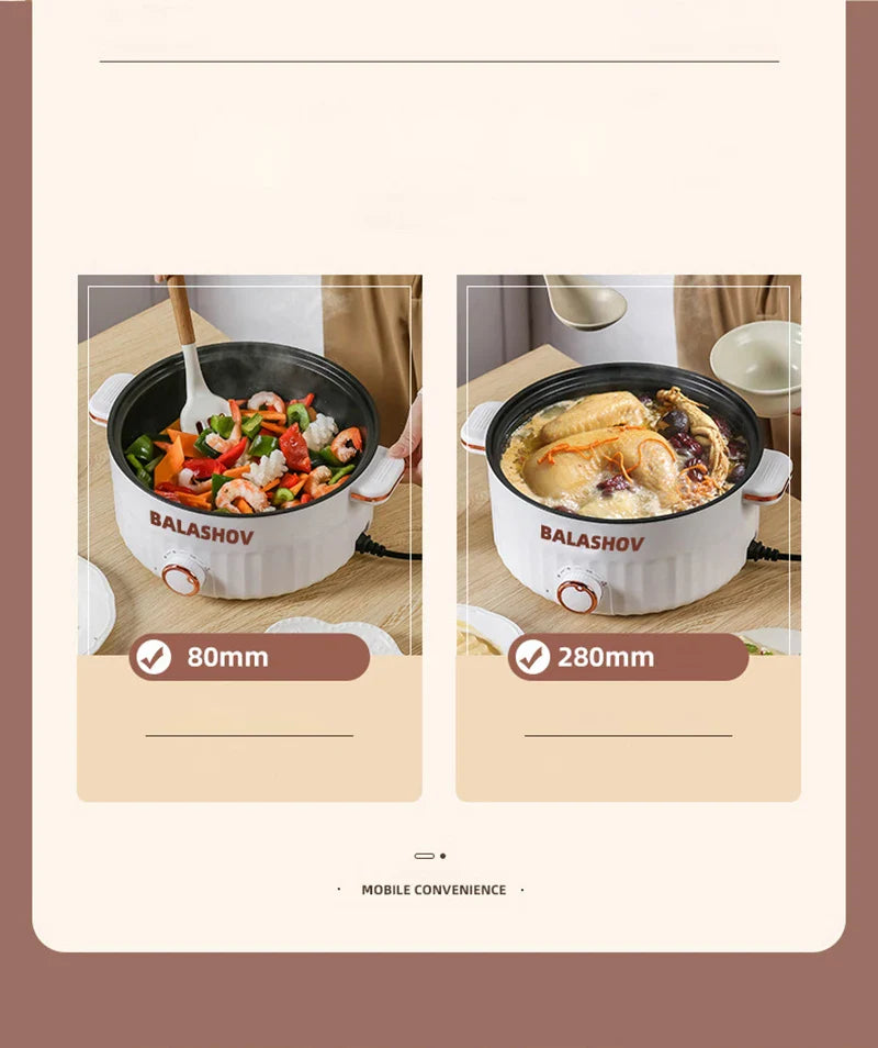 Electric Multi-Cooker Hot Pot – Double Layer Soup & Frying Cooker for Dormitory/Home with EU/US Plug