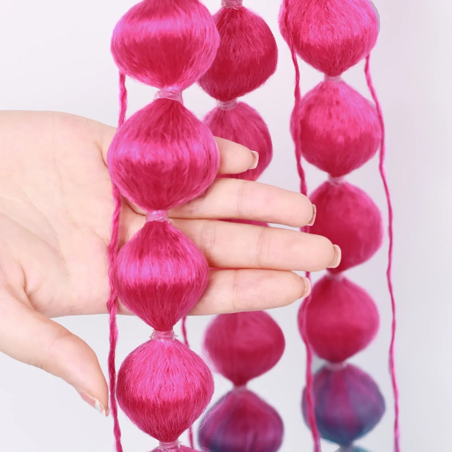 Lantern Bubble Ponytail Extension – 20" Ombre Twisted Braid with Elastic Band for Women