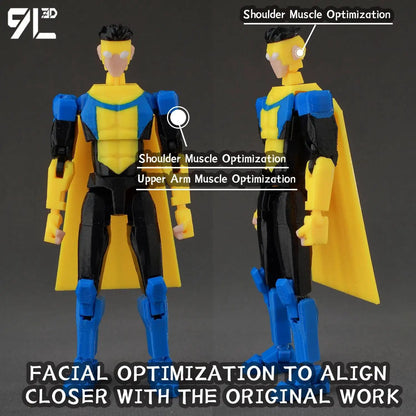 3D Printed Invincible 2.0 Superheroes Action Figures – Multi-Jointed Anime Toy Model Ornaments Gifts
