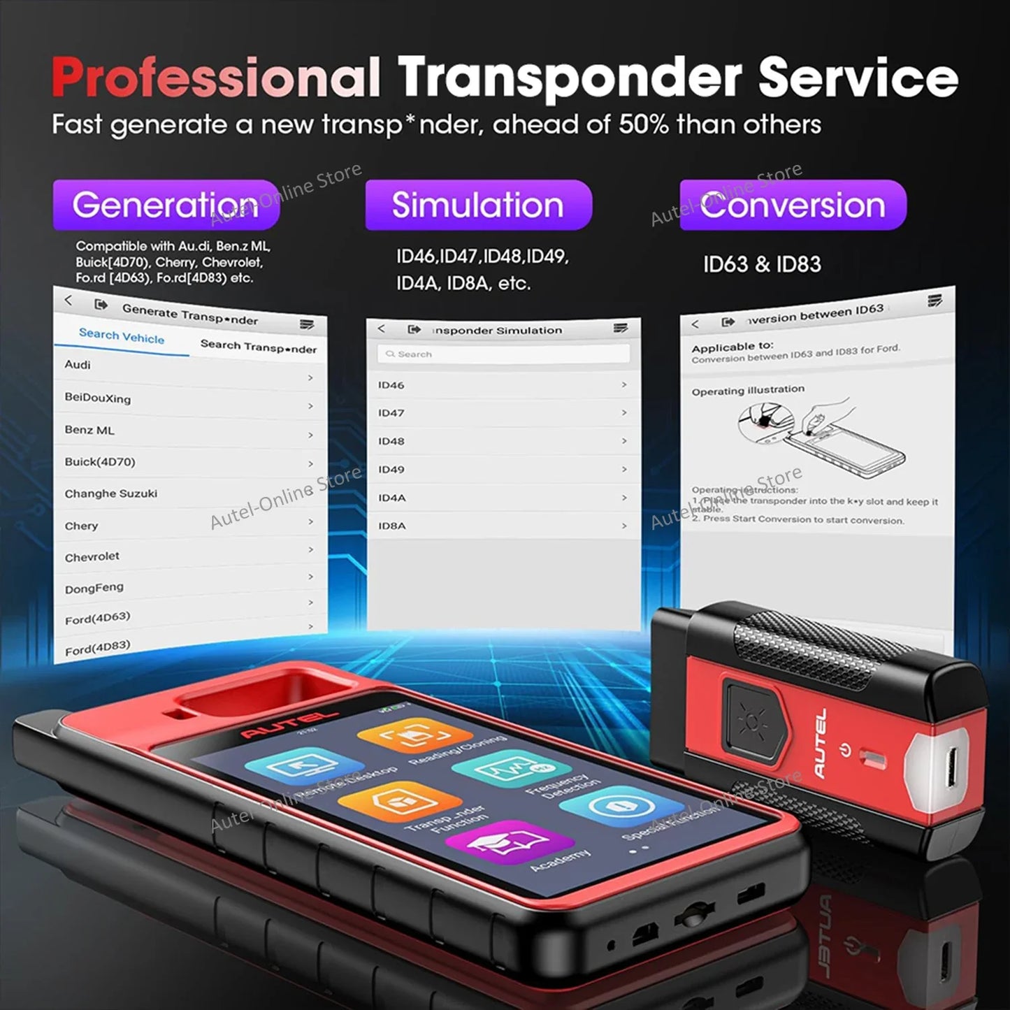 Autel MaxiIM KM100 Key Tool — OBD IMMO Key Generator with Chip/Transponder Read, Write & Clone, Lifetime Free Updates