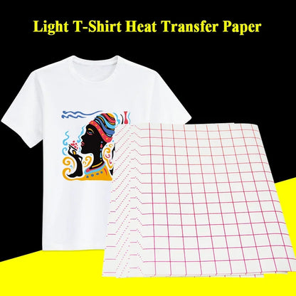 10 Sheets A4 Inkjet Heat Transfer Paper — Dark & Light Cotton T-Shirt Transfer Paper for 100% Cotton Fabric