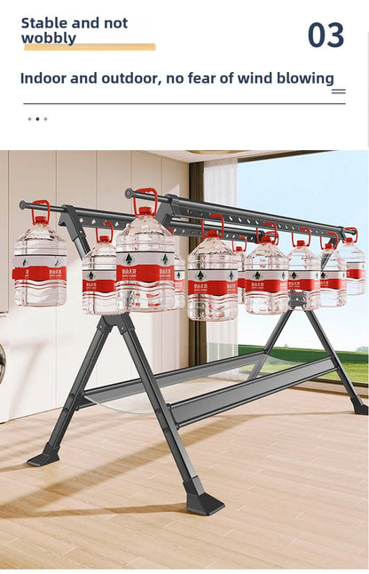 Floor-to-Ceiling Aluminum Drying Rack — Foldable Outdoor & Indoor Clothes Organizer for Kids' Clothing