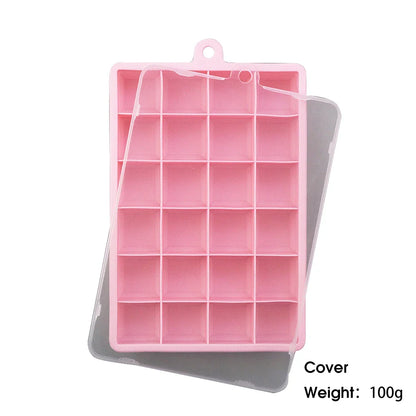 24-Hole Silicone Ice Tray — Square Mold for Ice, Food, Cheese, Jelly, with or without Lid