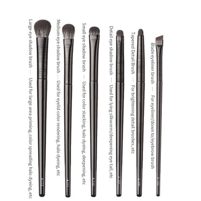 Natural Eye Makeup Brushes Set - Eyeshadow, Eyebrow, Contour, and Eyeliner Brushes for Women, Blending & Detail Tools