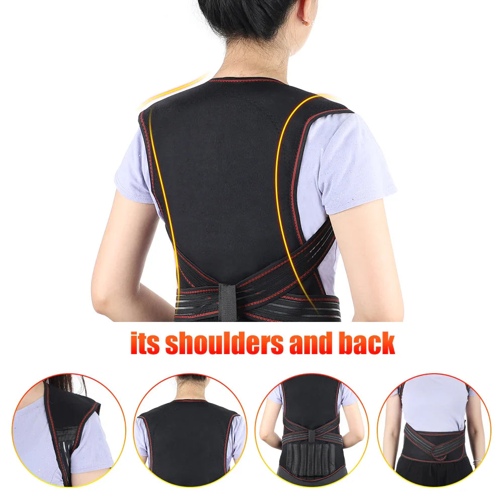 Tourmaline Magnetic Heated Vest — Self-Heating Thermal Waist Brace & Lumbar Support Corset for Posture Correction and Pain Relief