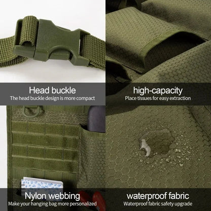 Tactical Camo Car Seat Back Storage Bag – Hanging Organizer Pocket for Interior Accessories