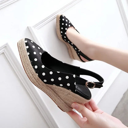 Women's Espadrille Wedge Sandals - Pointed Toe Platform Slingback Jute High Heel Shoes