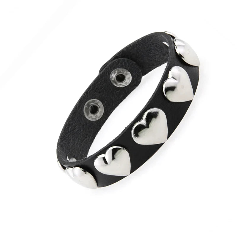 2024 Punk Cool Adjustable PU Bracelet for Men & Women – Vintage Gothic, Hip Hop, Rock, Kpop Dancer Jewelry Accessories