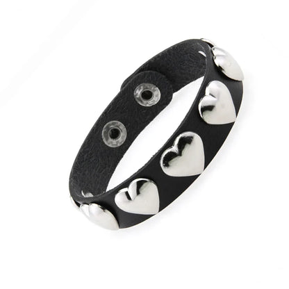 2024 Punk Cool Adjustable PU Bracelet for Men & Women – Vintage Gothic, Hip Hop, Rock, Kpop Dancer Jewelry Accessories
