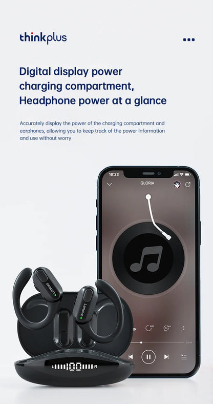 Lenovo XT80 Sports Wireless Earphones — TWS Bluetooth 5.3, HiFi Stereo, LED Power Display, Built-in Mic Headphones