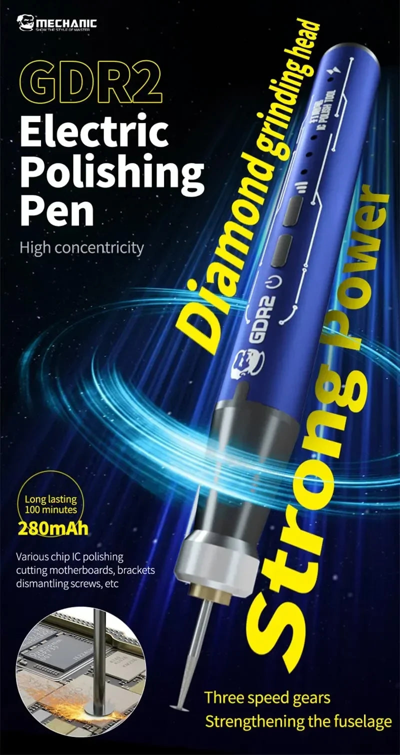 MECHANIC GDR2 Electric Polishing Pen — Multi-Function Tool for Mobile, PCB & CPU Repair