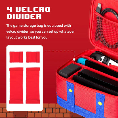 Large Carrying Protective Case for Nintendo Switch OLED Console & Pro Controller: Travel Storage Bag for Switch Accessories
