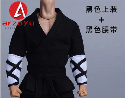 1/12 Scale Vintage Kung Fu Outfit – T-Shirt, Lantern Pants & Suit Clothes for 6" Romankey Male Action Figures